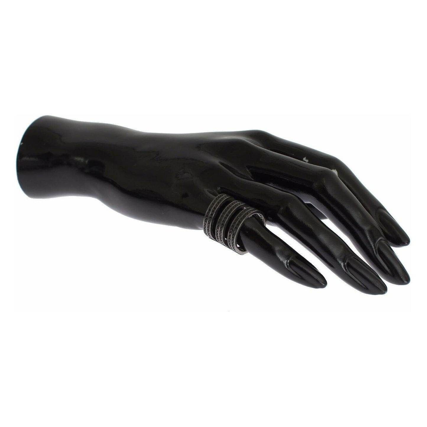 Nialaya Black CZ Rhodium 925 Silver Ring