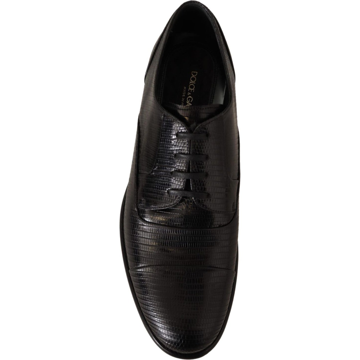 Dolce & Gabbana Elegant Black Lizard Skin Derby Shoes Dress Shoes Dolce & Gabbana