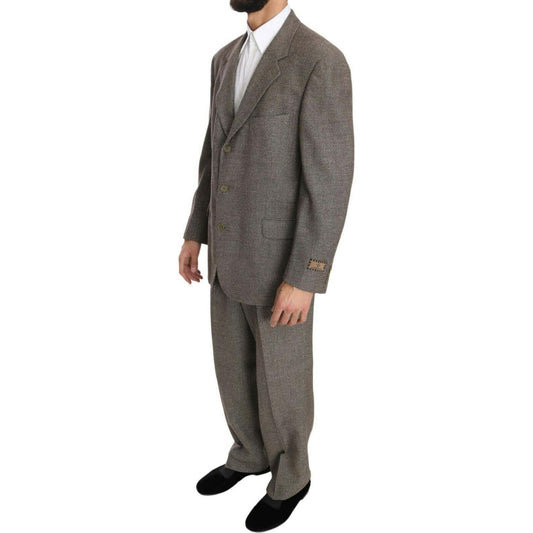 Fendi Elegant Light Brown Wool Men's Suit Suit Fendi