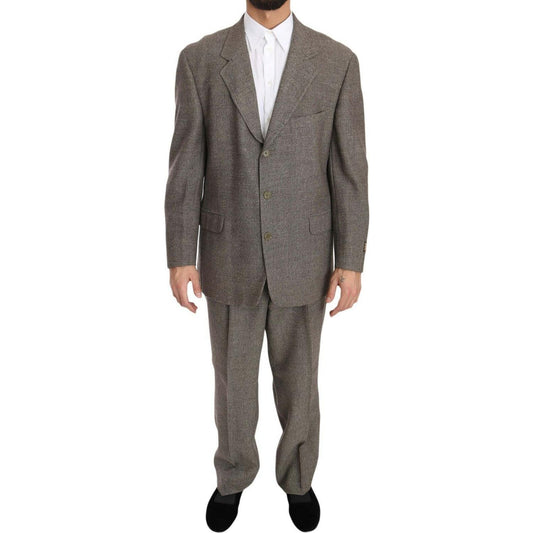 Fendi Elegant Light Brown Wool Men's Suit Suit Fendi