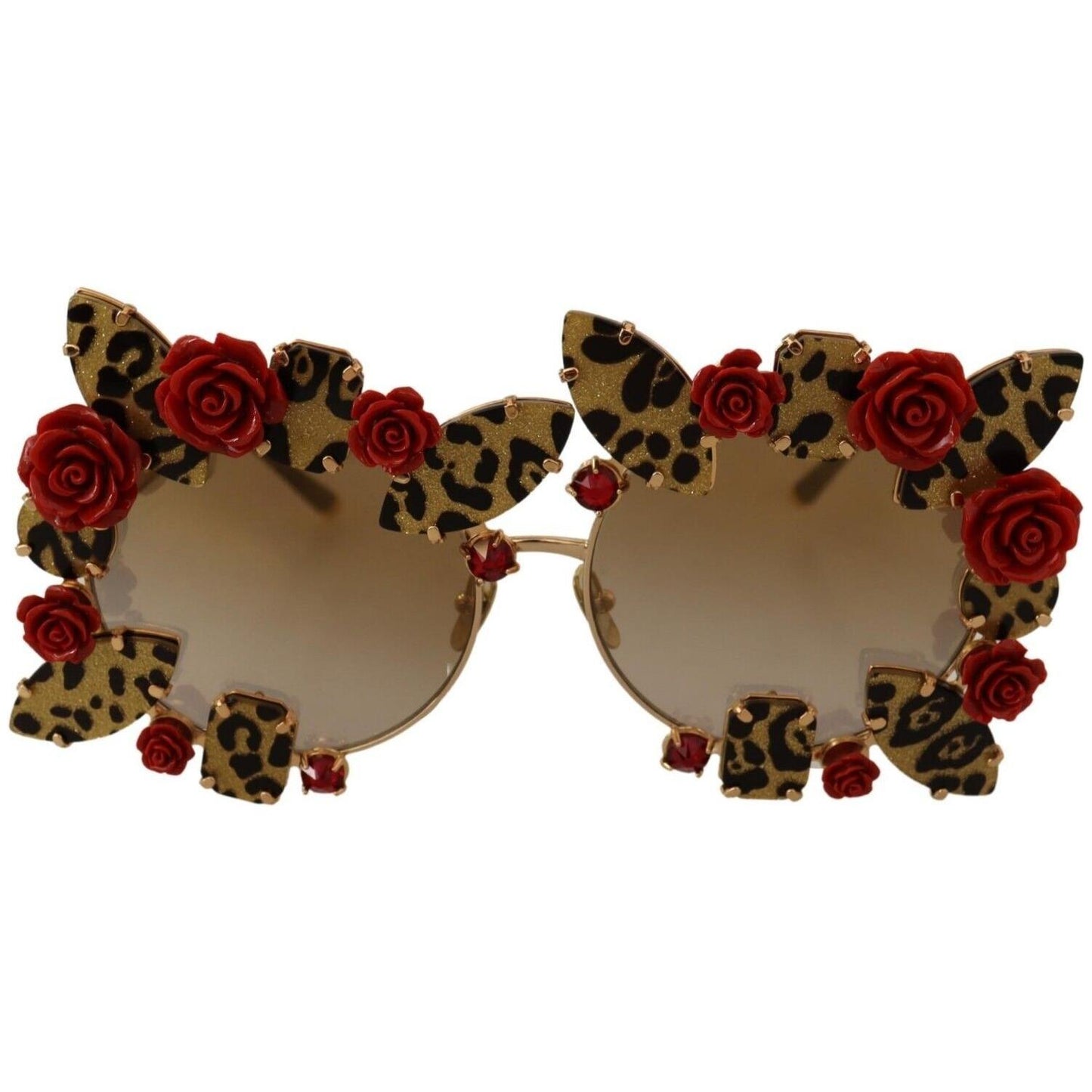 Elegant Round Metal Sunglasses with Rose Detail