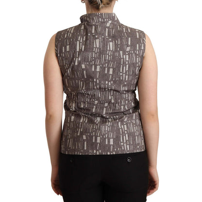 Comeforbreakfast Brown Black Vest Leather Sleeveless Top Blouse