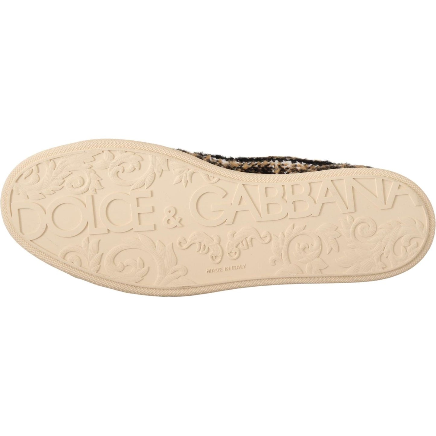 Dolce & Gabbana Beige Brown Wool Cotton High Top Sneakers Dolce & Gabbana