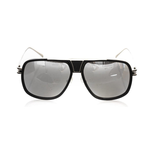 Frankie Morello Black Metallic Fiber Men Sunglass
