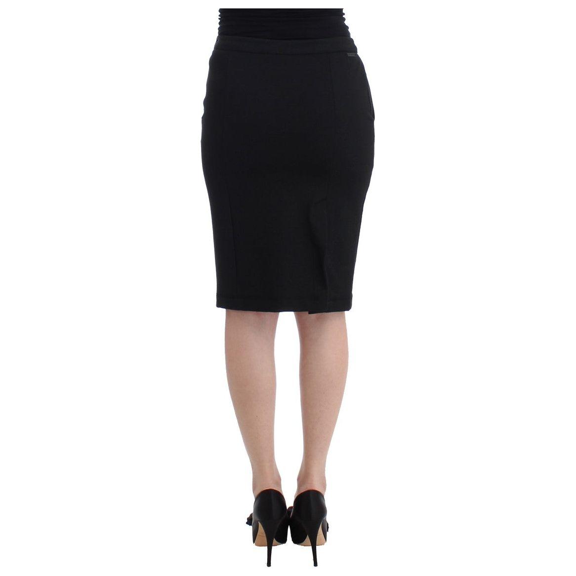 GF Ferre Chic Black Pencil Skirt Knee Length with Side Zip GF Ferre