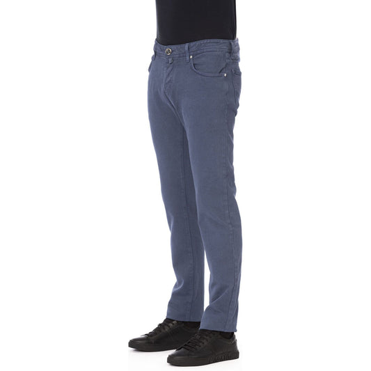 Sleek Blue Cotton Stretch Jeans