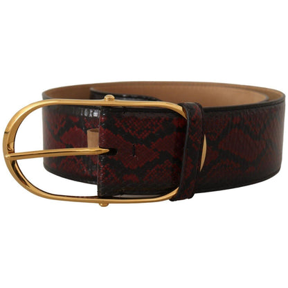 Dolce & Gabbana Red Exotic Leather Gold Oval Buckle Belt
