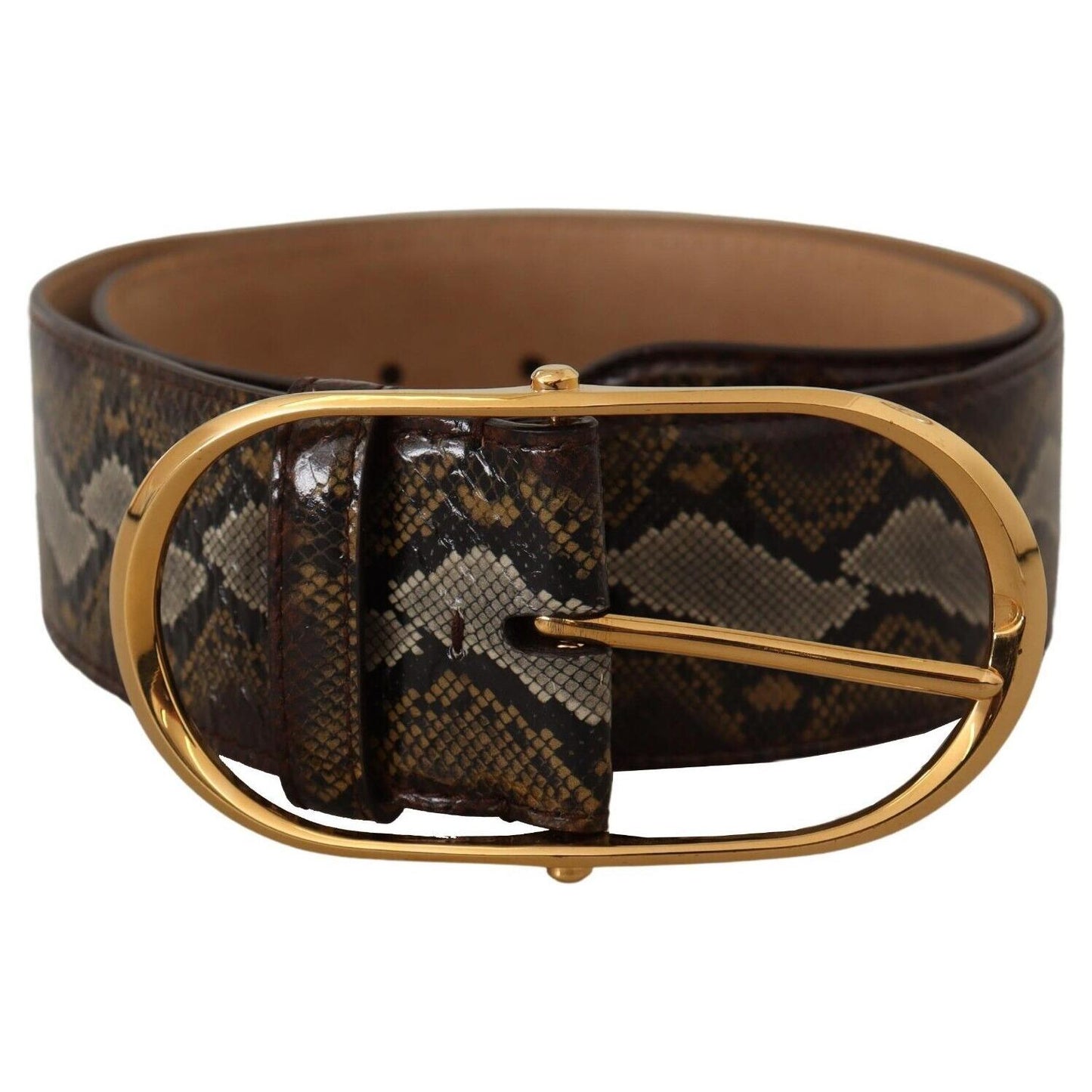 Dolce & Gabbana Elegant Gold Oval Buckle Leather Belt WOMAN BELTS Dolce & Gabbana