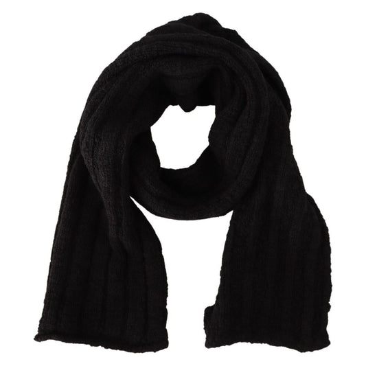 Dolce & Gabbana Black Virgin Wool Knitted Unisex Warmer Shawl Scarf