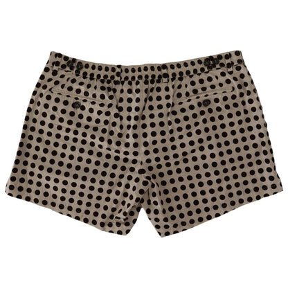 Dolce & Gabbana Black White Polka Dots Cotton Linen Shorts Dolce & Gabbana