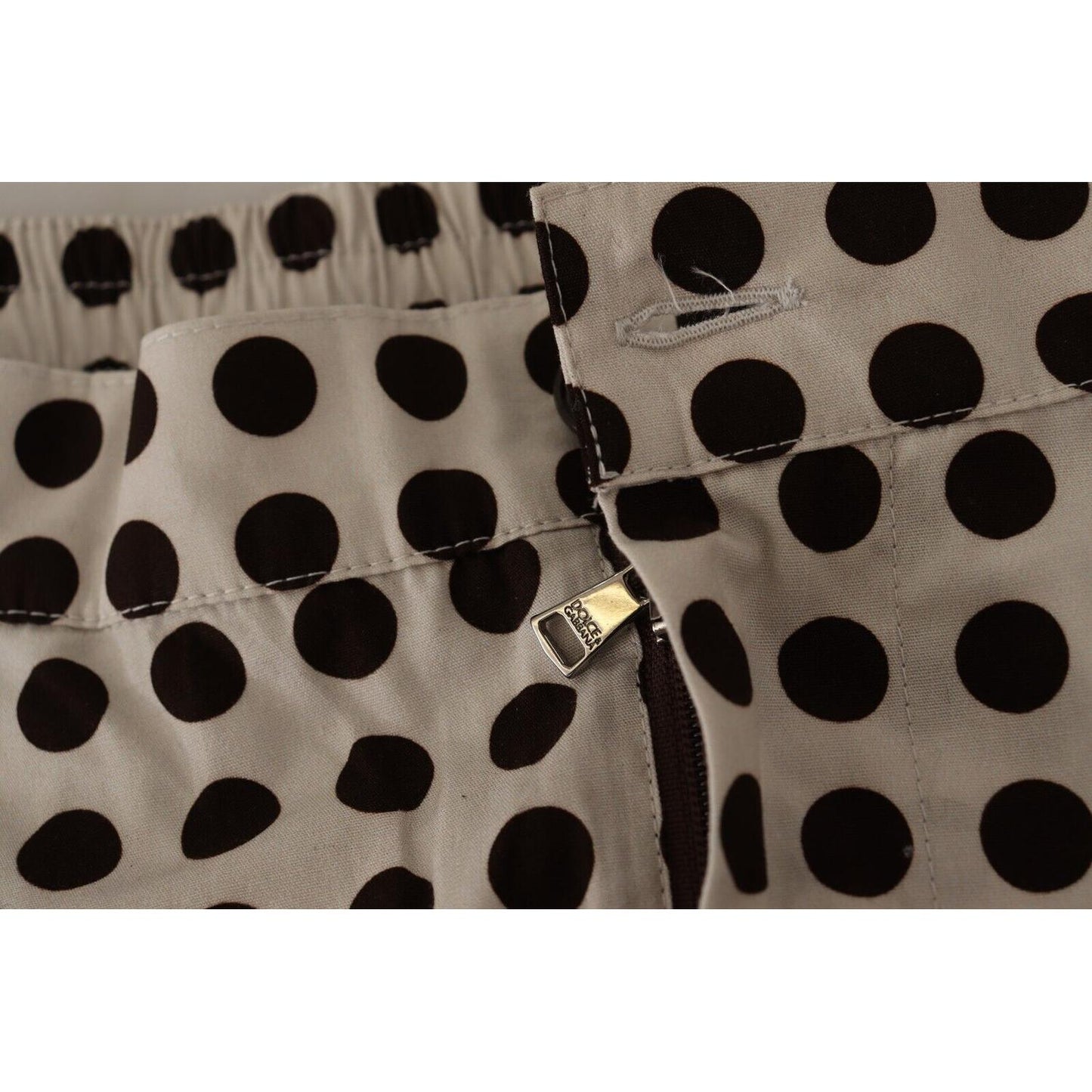 Dolce & Gabbana Black White Polka Dots Cotton Linen Shorts Dolce & Gabbana