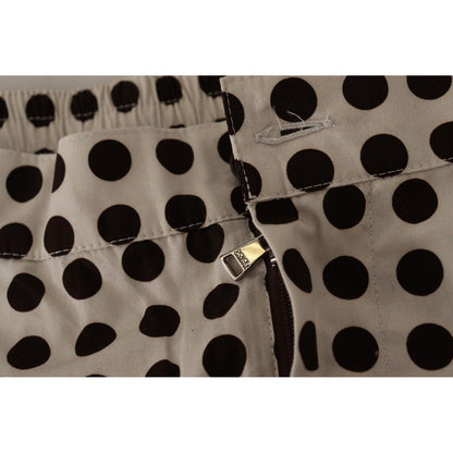Dolce & Gabbana Black White Polka Dots Cotton Linen Shorts Dolce & Gabbana