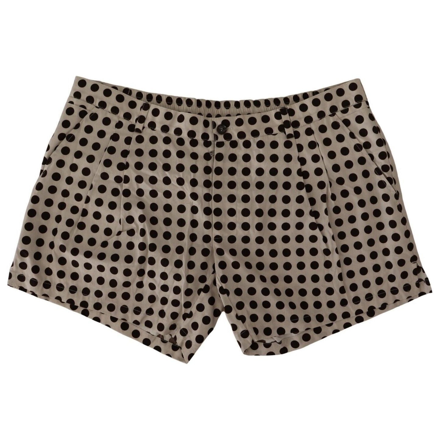 Dolce & Gabbana Black White Polka Dots Cotton Linen Shorts Dolce & Gabbana