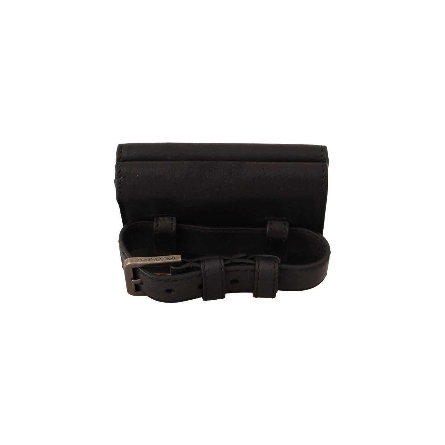 Dolce & Gabbana Black Leather Trifold Purse Belt Strap Multi Kit Wallet Dolce & Gabbana