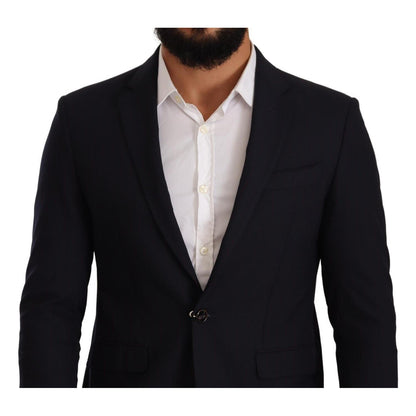 Domenico Tagliente Black Single Breasted One Button Suit Jacket Domenico Tagliente