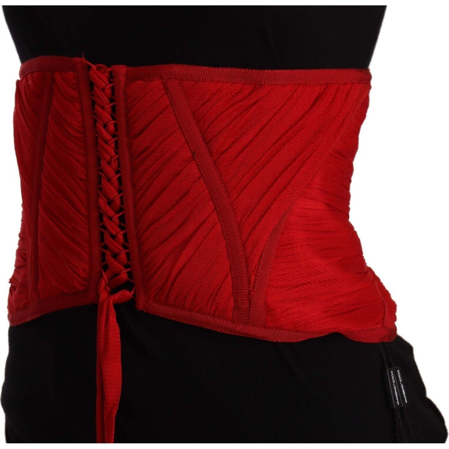 Dolce & Gabbana Elegant Red Silk Corset Belt Top Dolce & Gabbana