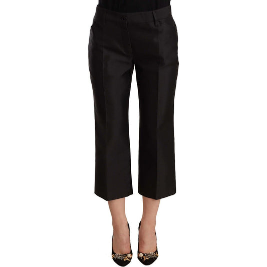 Dolce & Gabbana Chic Silk Cropped Trousers in Timeless Black Dolce & Gabbana