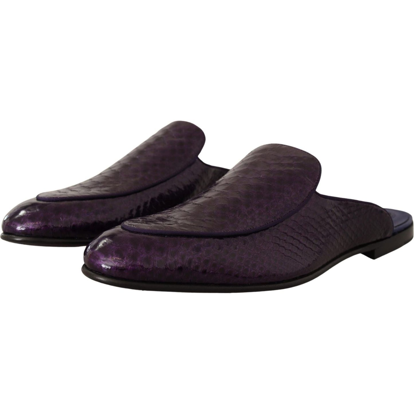Dolce & Gabbana Purple Exotic Leather Flats Slides Shoes Dolce & Gabbana
