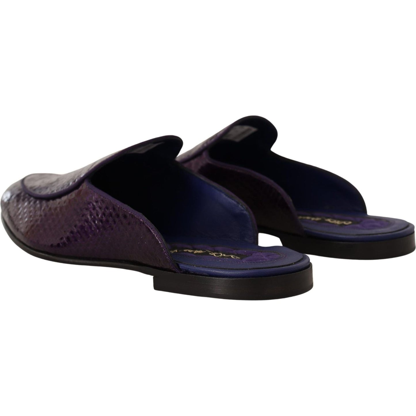 Dolce & Gabbana Purple Exotic Leather Flats Slides Shoes Dolce & Gabbana