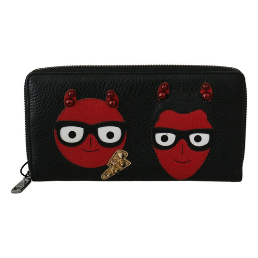 Dolce & Gabbana Chic Black and Red Leather Continental Wallet Dolce & Gabbana