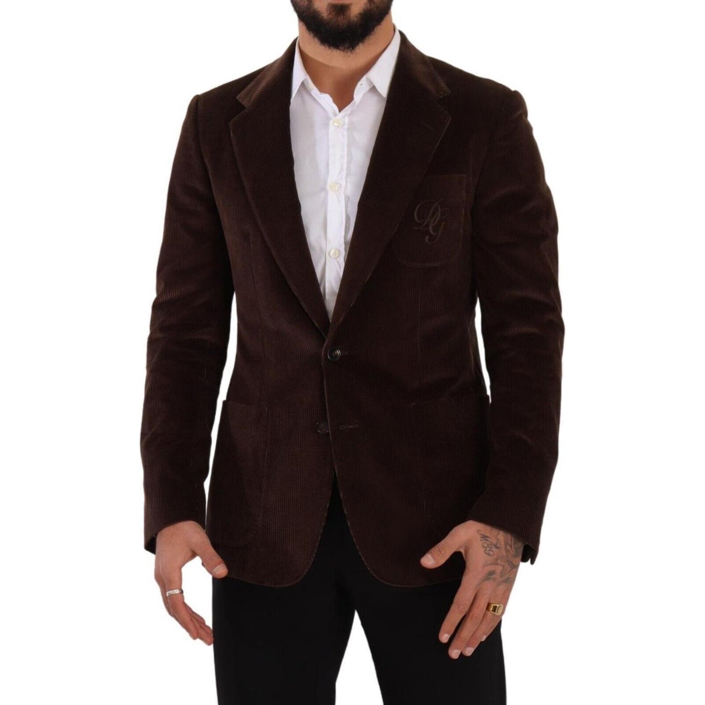 Dolce & Gabbana Elegant Brown Corduroy Slim Fit Blazer Dolce & Gabbana