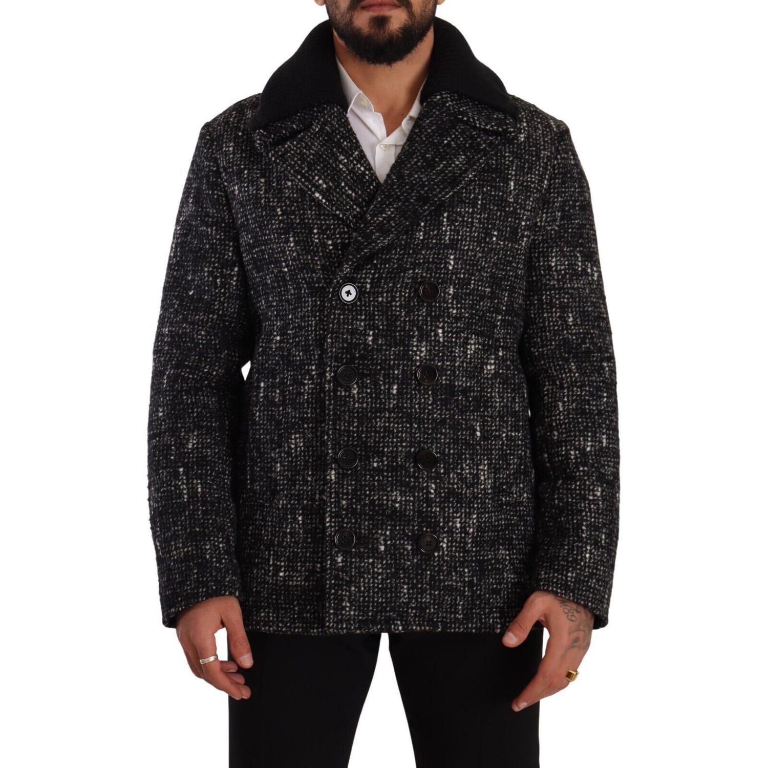 Dolce & Gabbana Black Wool Double Breasted Coat Men Jacket