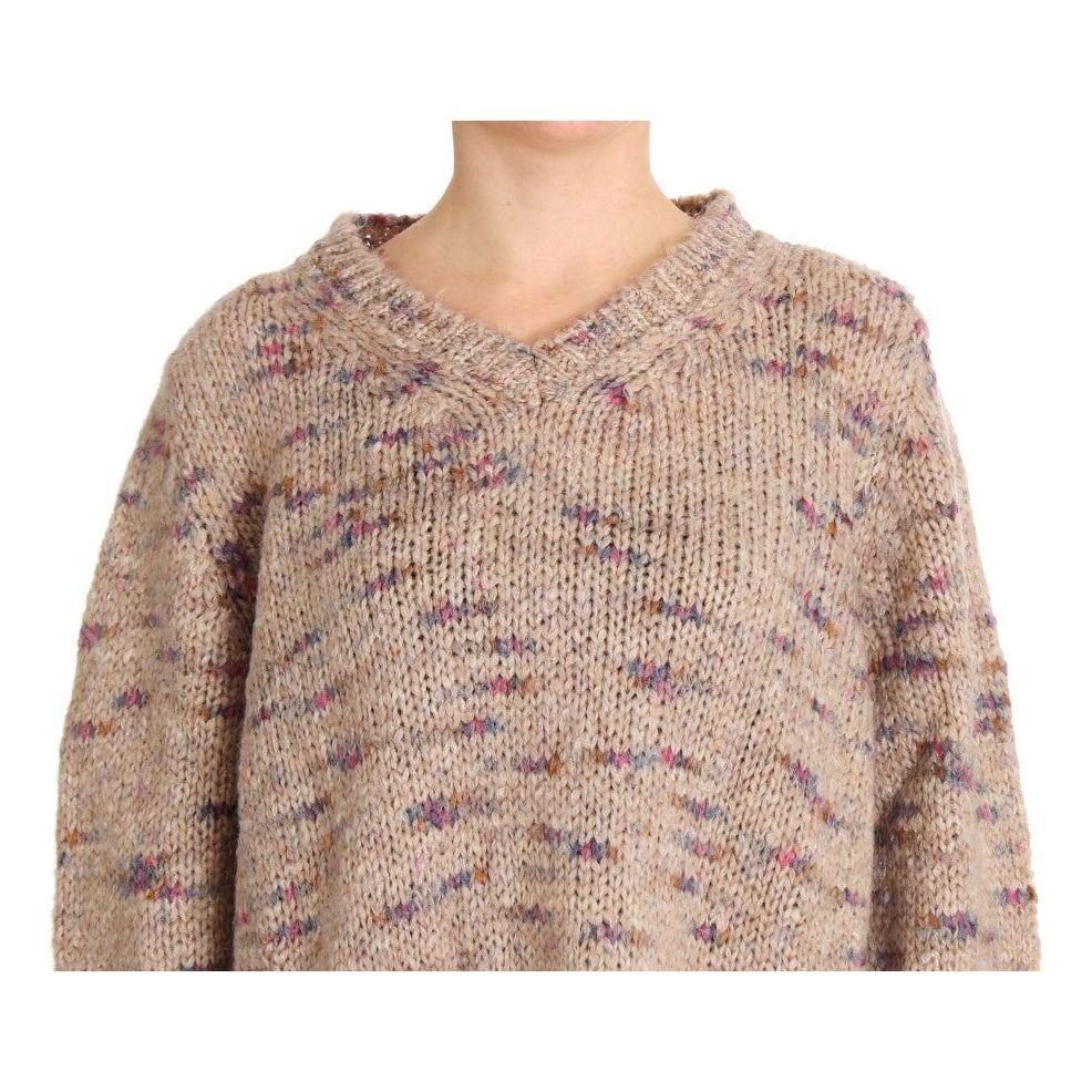 PINK MEMORIES Beige Wool Blend Knitted Oversize Sweater