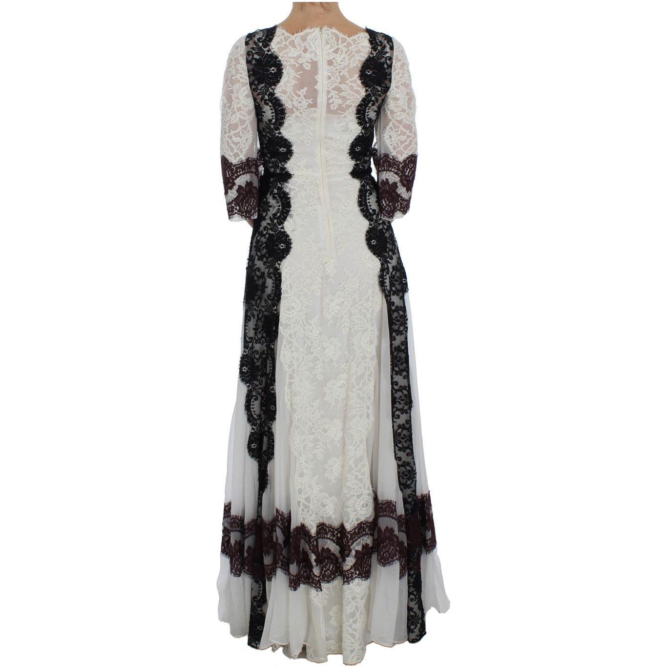 Dolce & Gabbana Floral Lace Silk Blend Maxi Dress Dolce & Gabbana