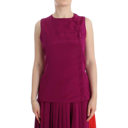 Barbara Casasola Purple Silk Sleeveless Blouse Top