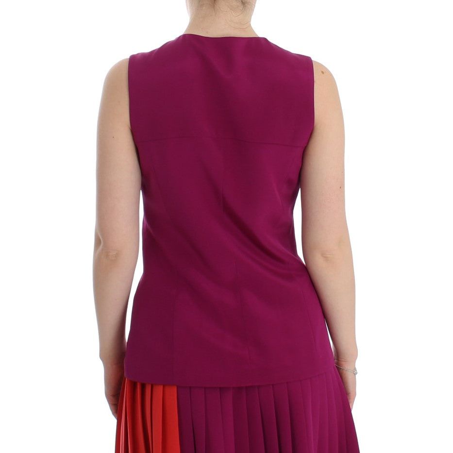 Barbara Casasola Stunning Silk Sleeveless Purple Blouse Barbara Casasola