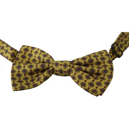 Dolce & Gabbana Yellow Pattern Silk Adjustable Neck Tie Dolce & Gabbana