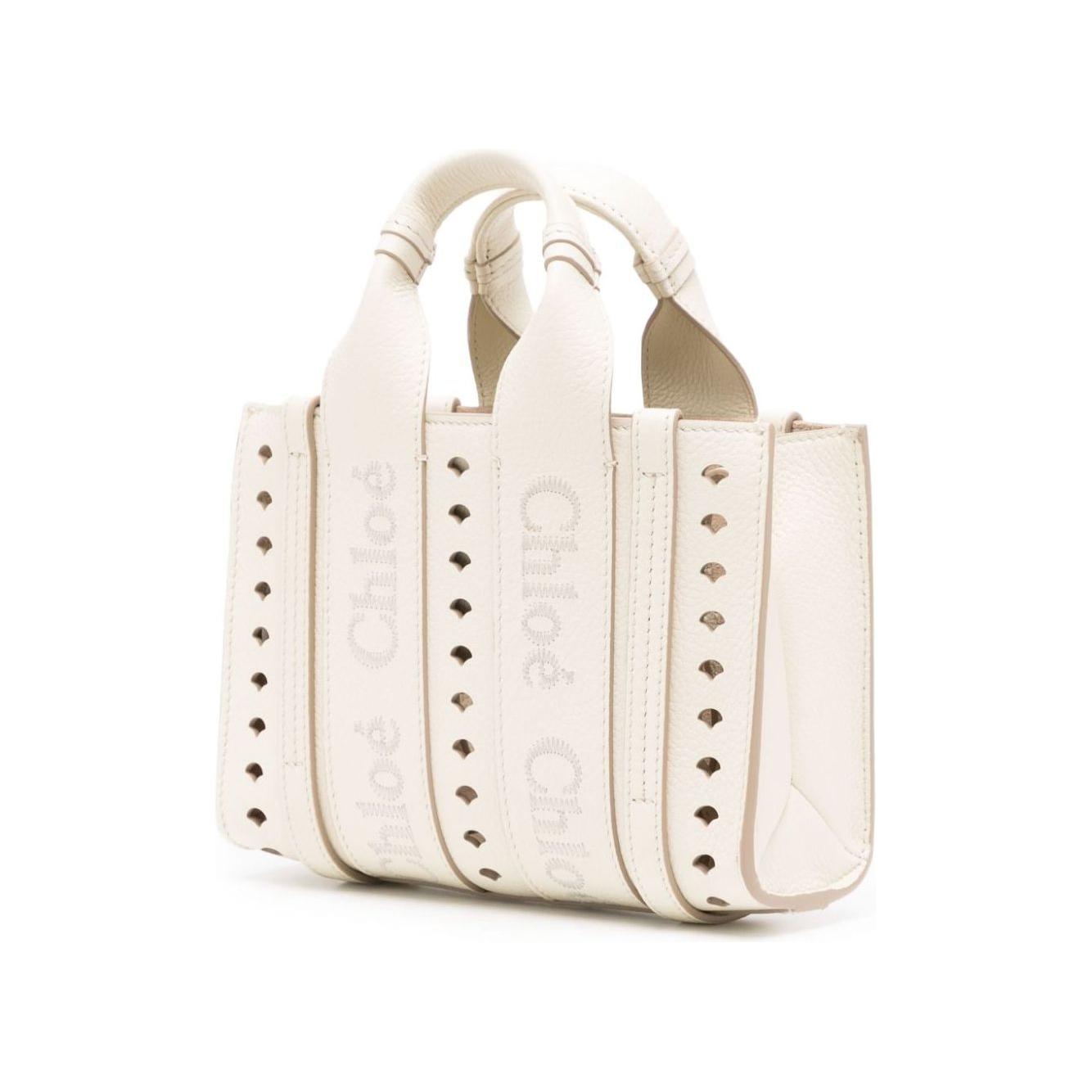 Chloè Ivory Leather Perforated Tote Bag Shopper Chloè