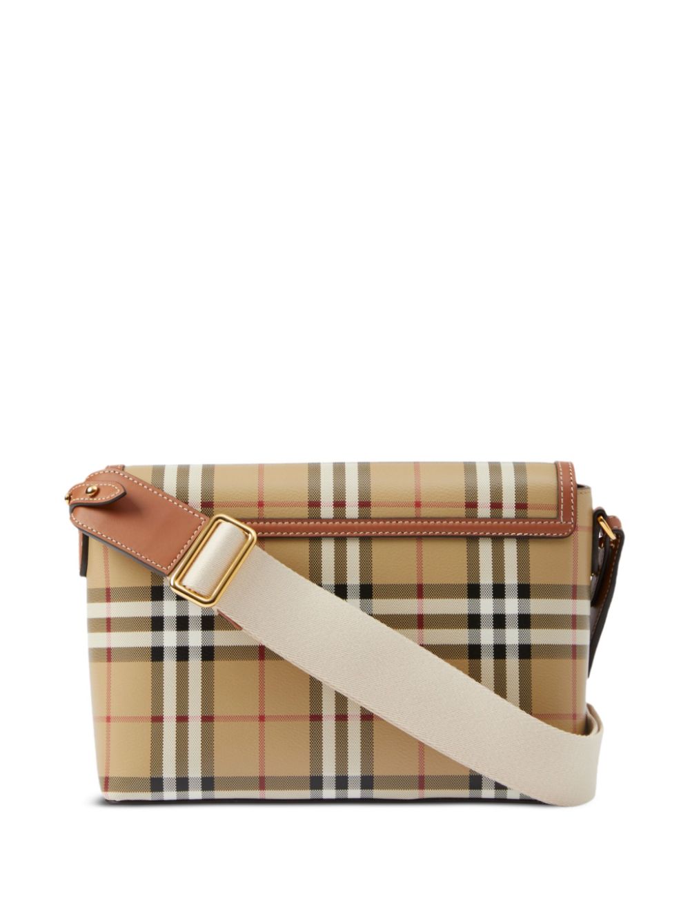 Burberry Note Check Leather Bag Beige