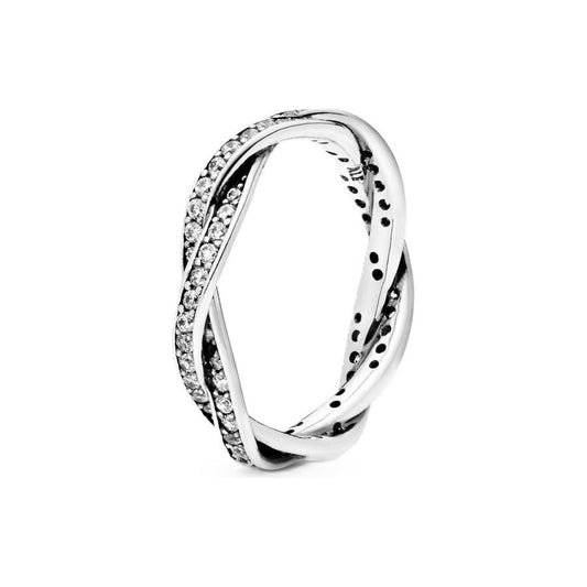 PANDORA JEWELS Mod. SPARKLING TWISTED LINES - RING - Size 52 Ring PANDORA