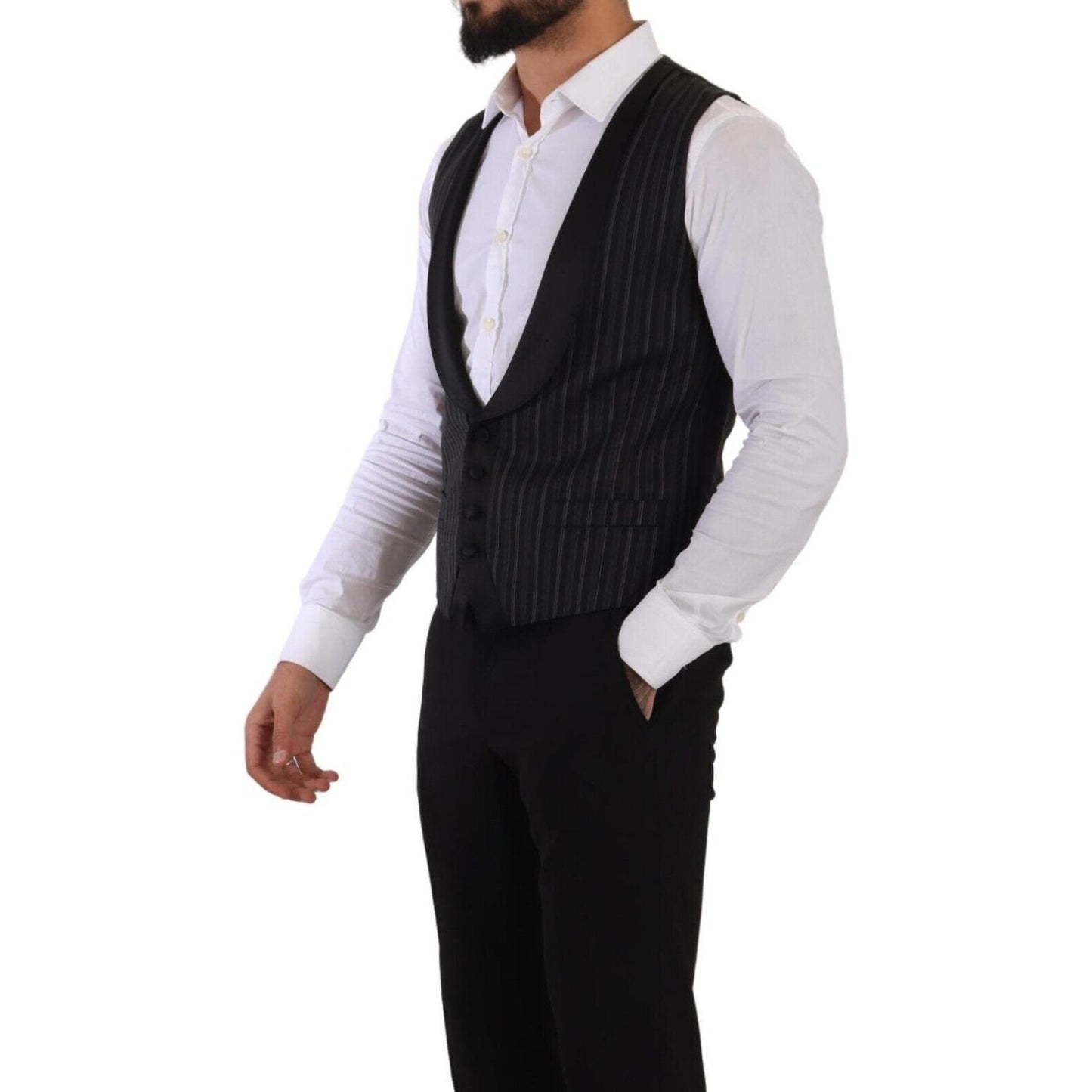 Dolce & Gabbana Elegant Striped Formal Dress Vest Dolce & Gabbana