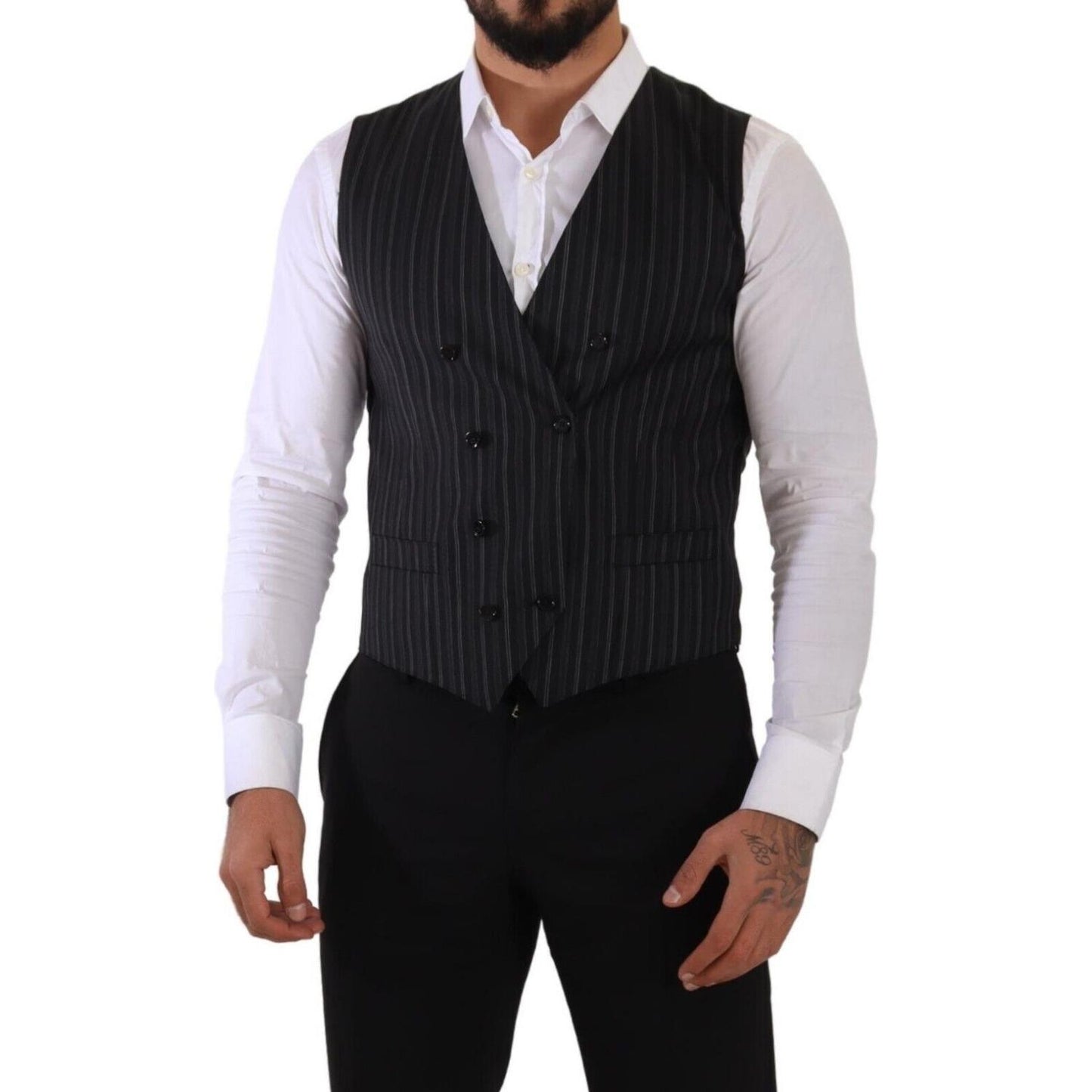 Dolce & Gabbana Elegant Striped Double-Breasted Dress Vest Dolce & Gabbana