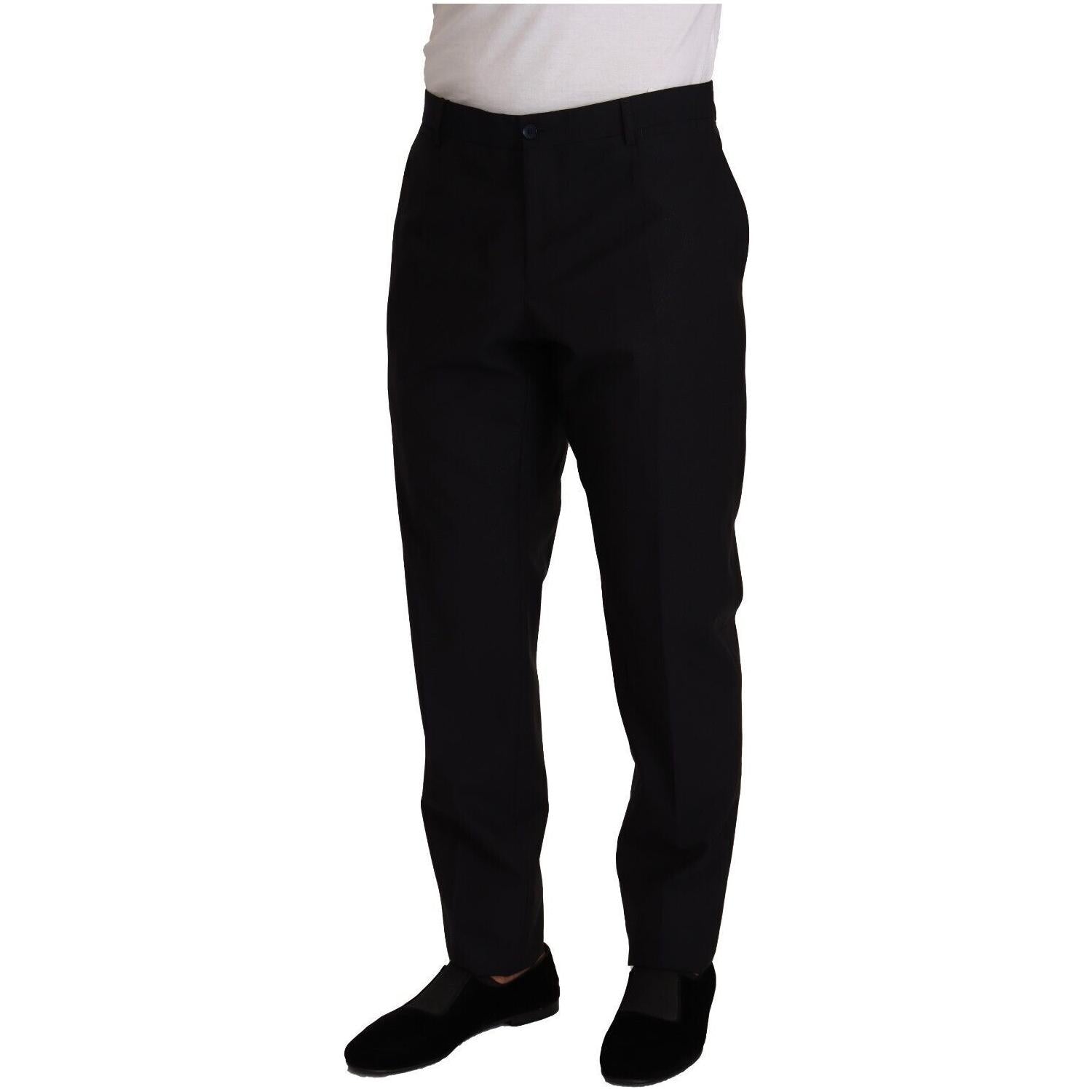 Dolce & Gabbana Blue Wool Silk Formal Trouser Dress Pants