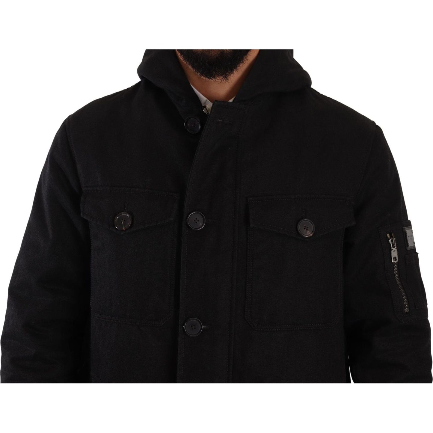 Dolce & Gabbana Elegant Black Parka Hooded Jacket Dolce & Gabbana