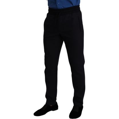 Dolce & Gabbana Blue Cotton Stretch Jogging Trouser Pants