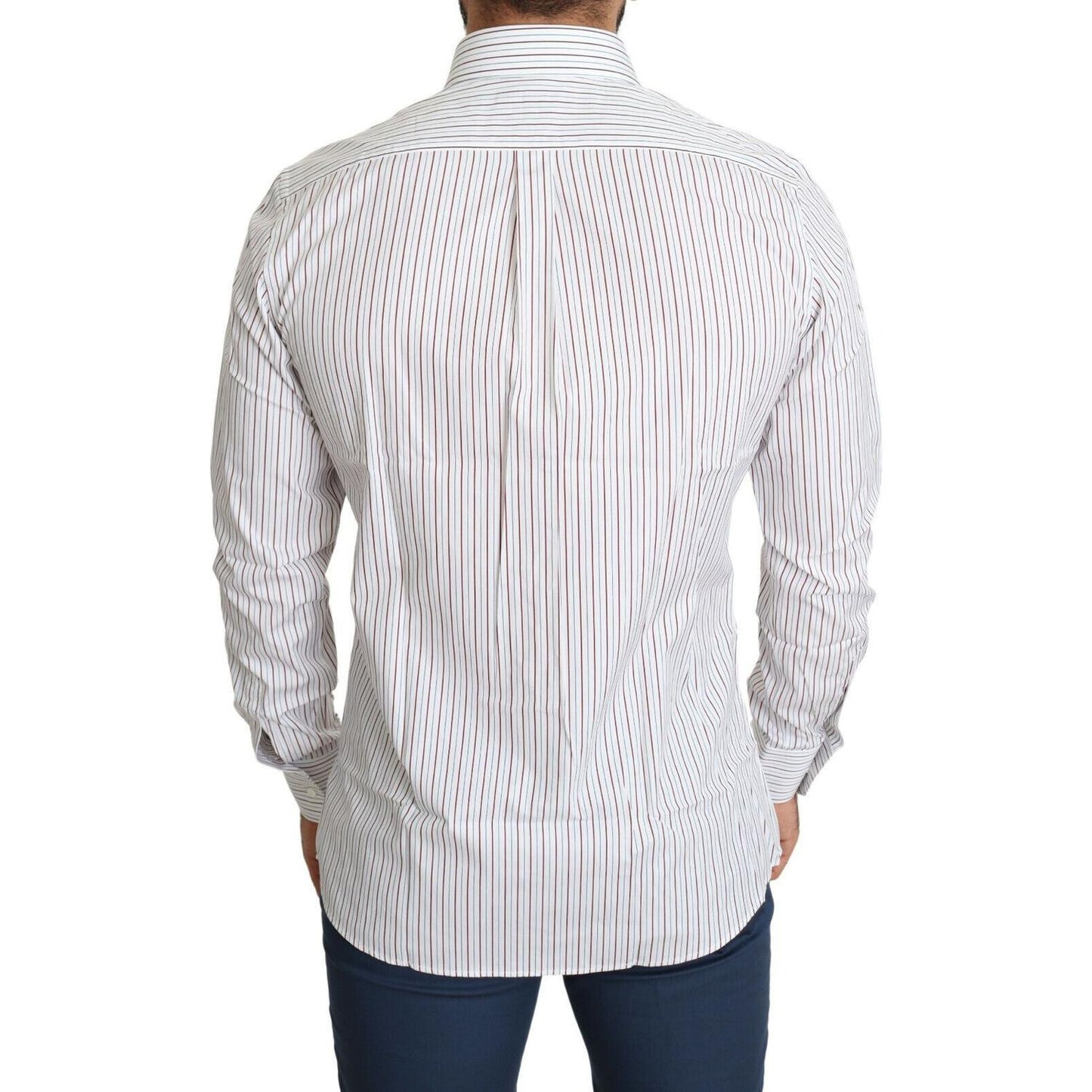 Dolce & Gabbana White Striped Formal MARTINI Shirt