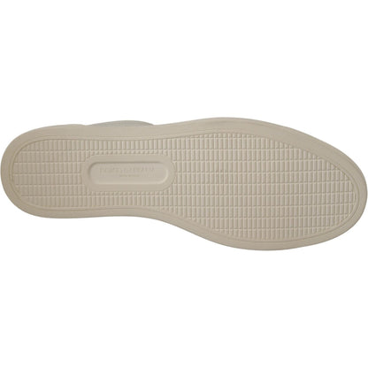 Dolce & Gabbana White Black Leather Low Shoes Sneakers