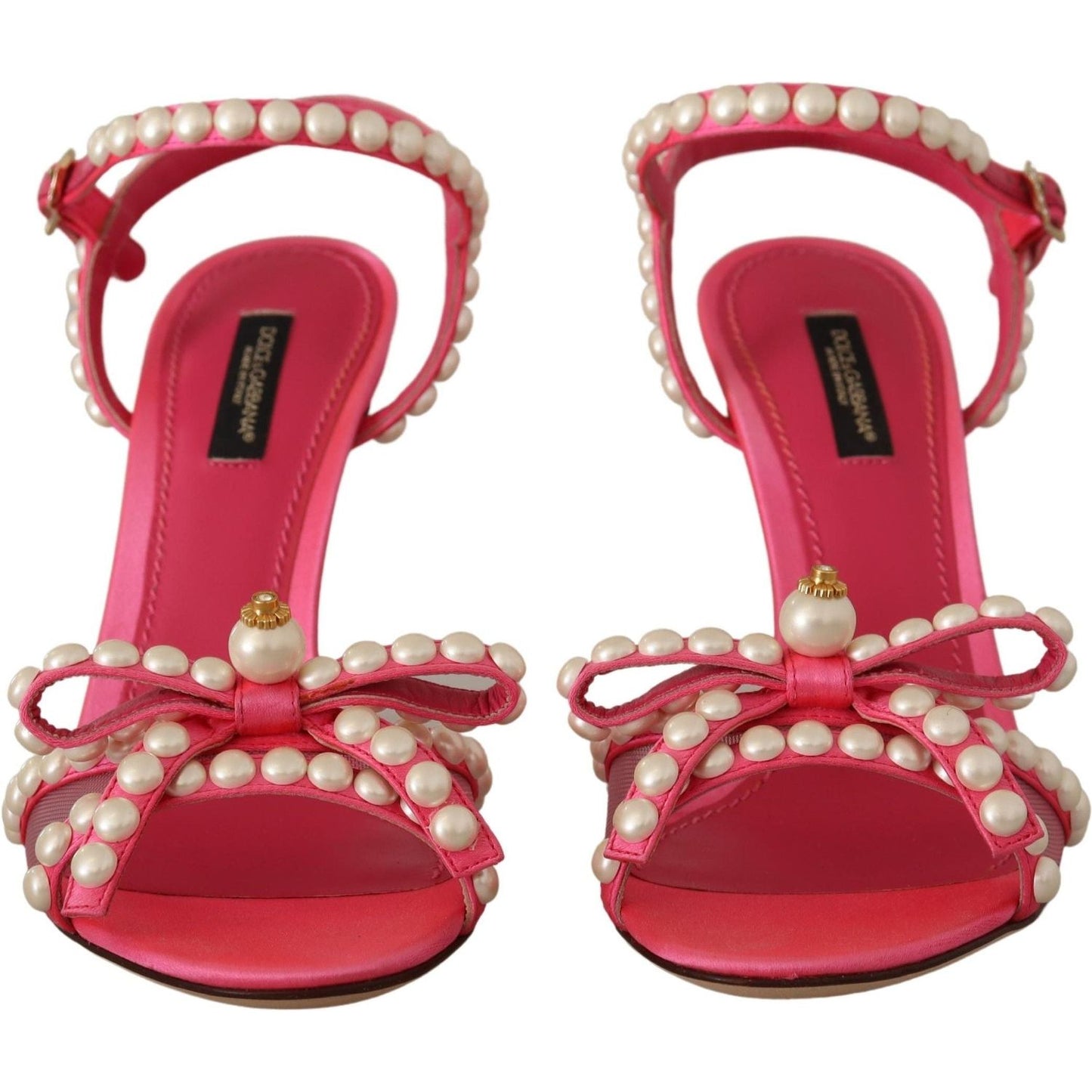 Dolce & Gabbana Elegant Pink Pearl Embellished Heels Sandals Dolce & Gabbana