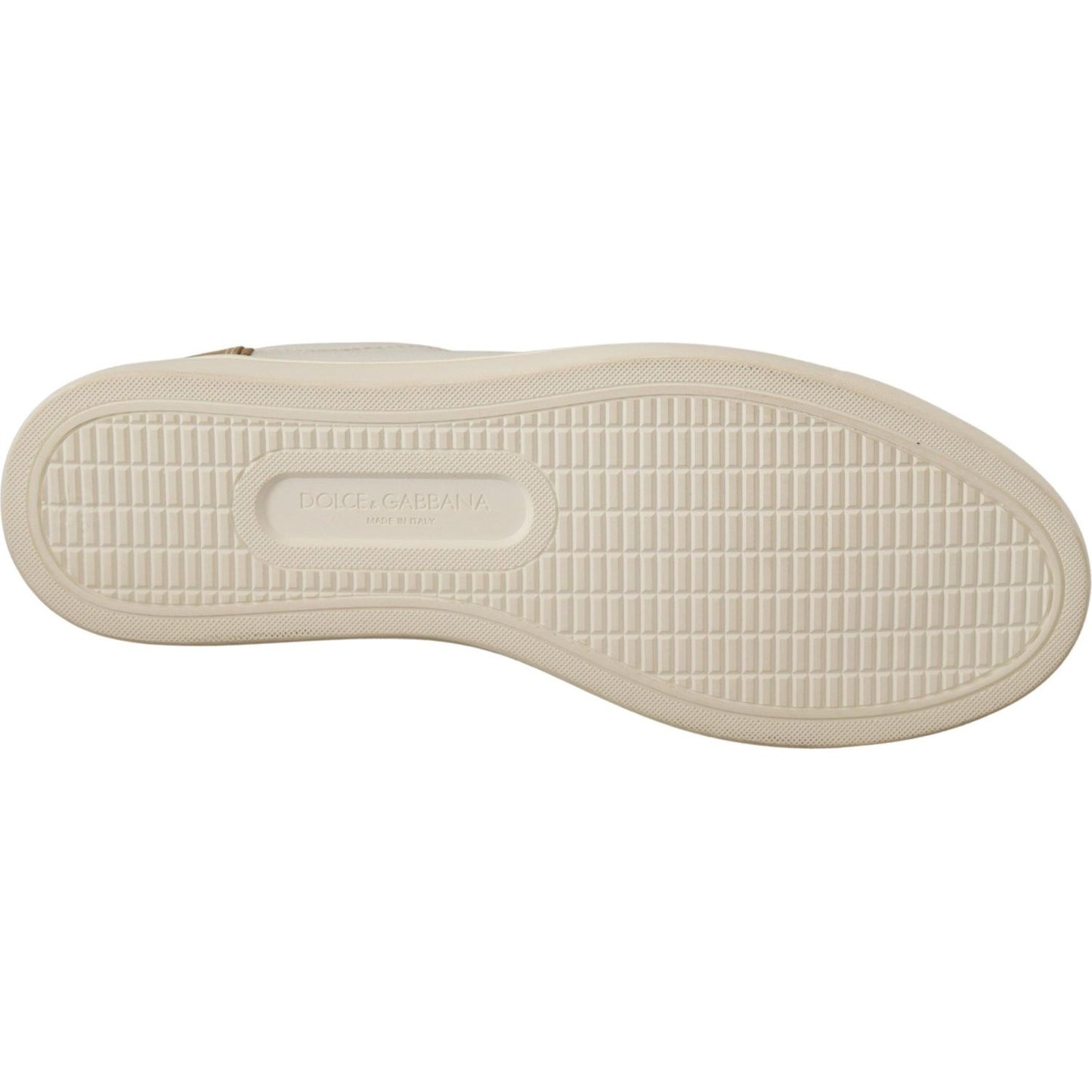 Dolce & Gabbana White Gold Leather Low Top Sneakers