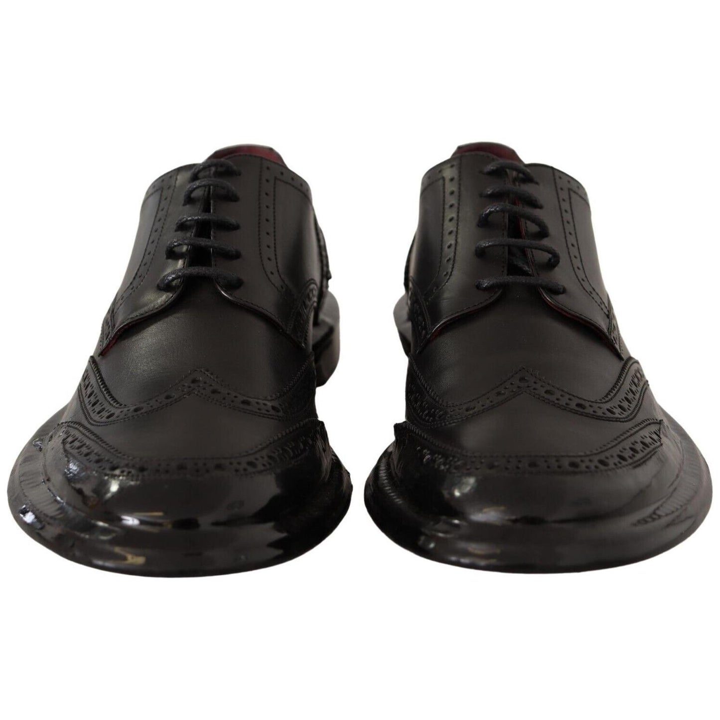Dolce & Gabbana Black Leather Oxford Wingtip Formal Derby Shoes