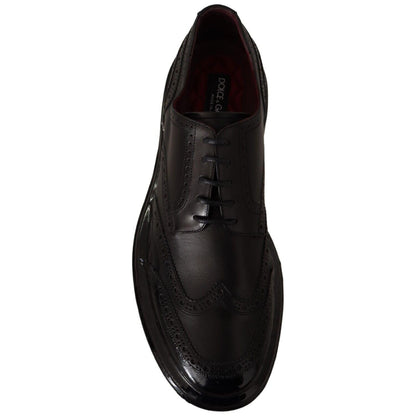 Dolce & Gabbana Black Leather Oxford Wingtip Formal Derby Shoes