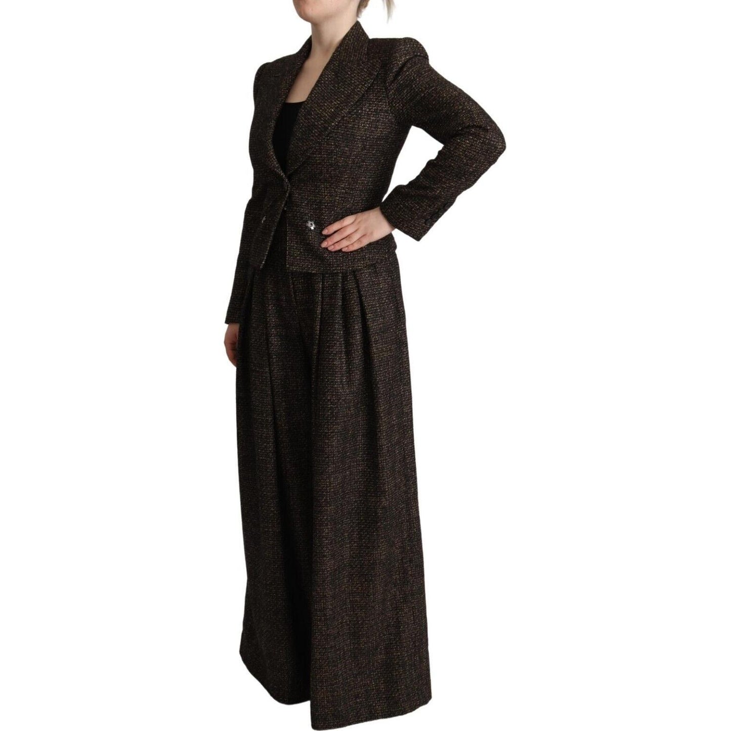Dolce & Gabbana Dark Brown Wool Single Breasted 2 Pc Jacket Pants