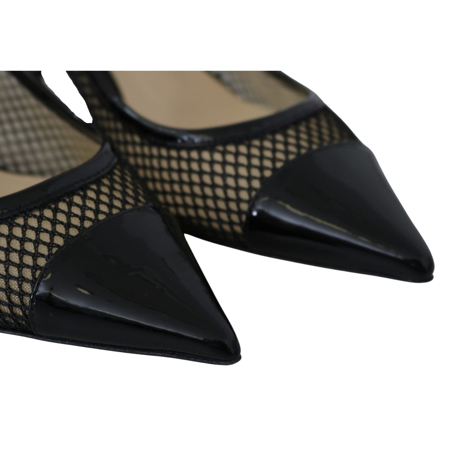 Jimmy Choo Black Mesh and Leather Amika 50 Pumps