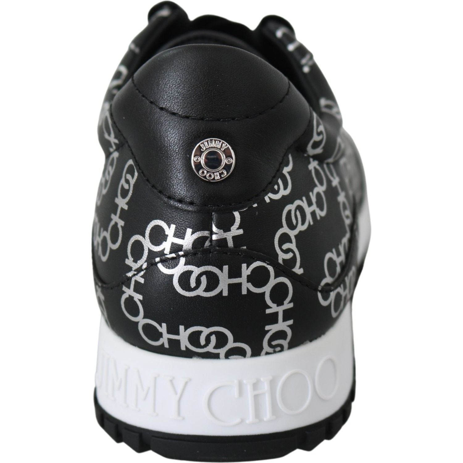 Jimmy Choo Black and Silver Leather Monza Sneakers