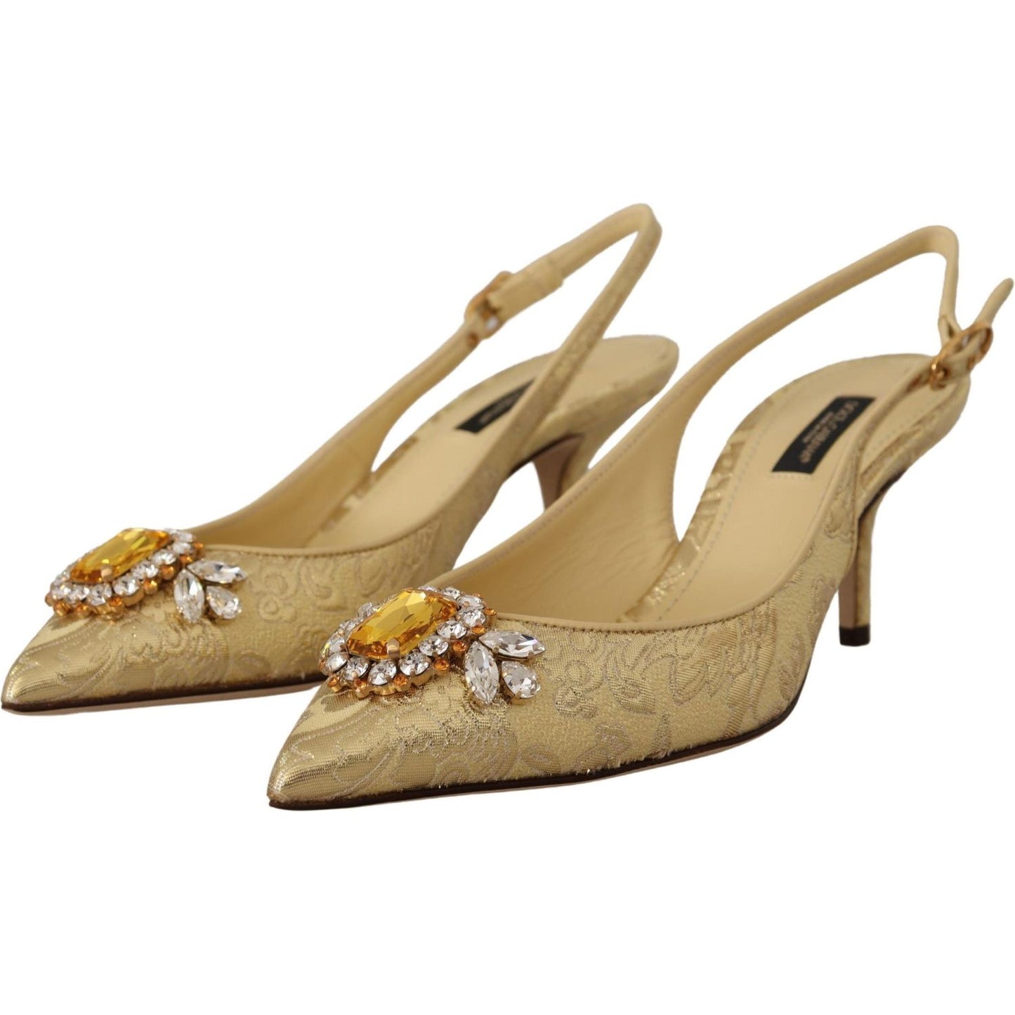 Dolce & Gabbana Gleaming Gold Crystal Slingback Heels Dolce & Gabbana