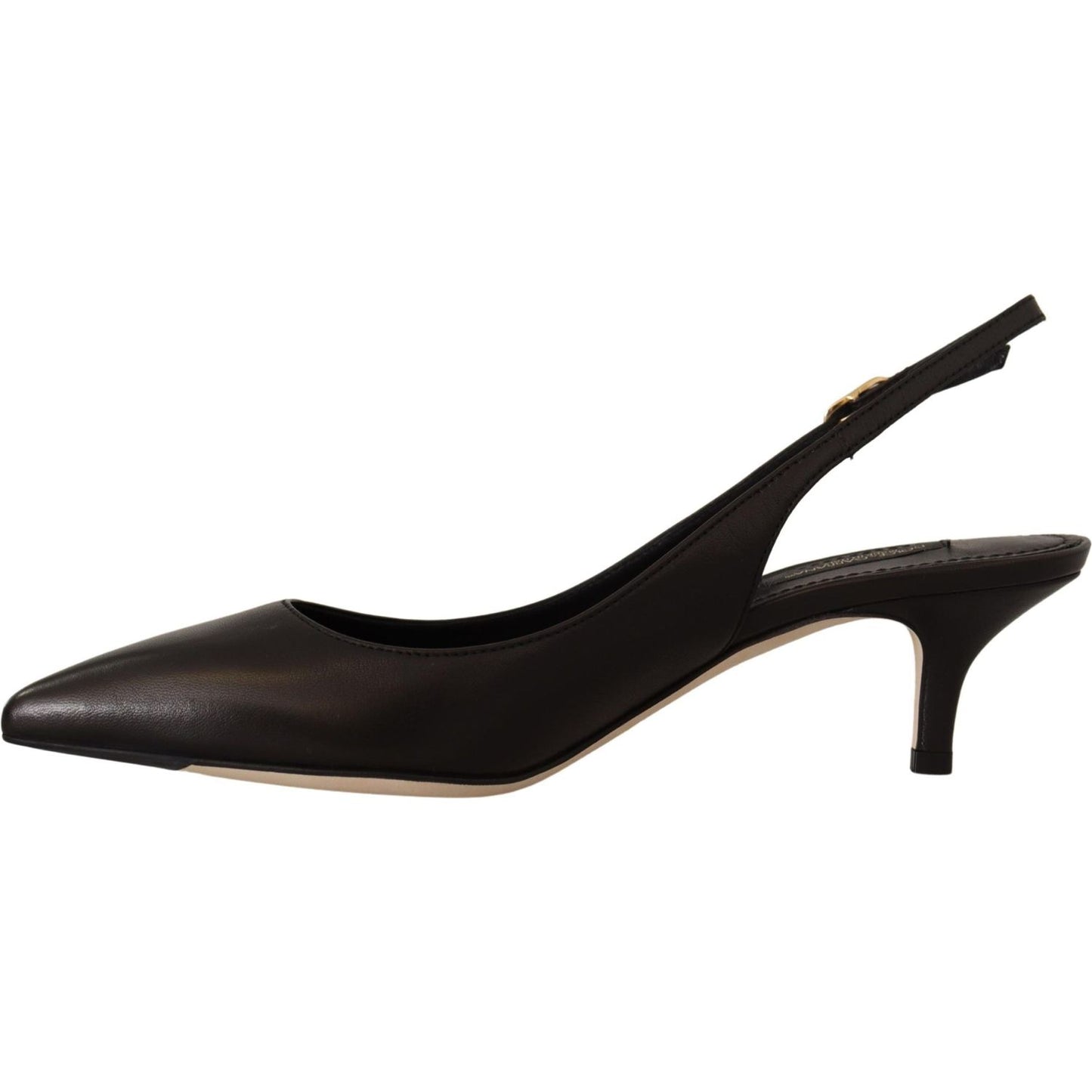 Dolce & Gabbana Elegant Black Leather Slingbacks Heels Dolce & Gabbana